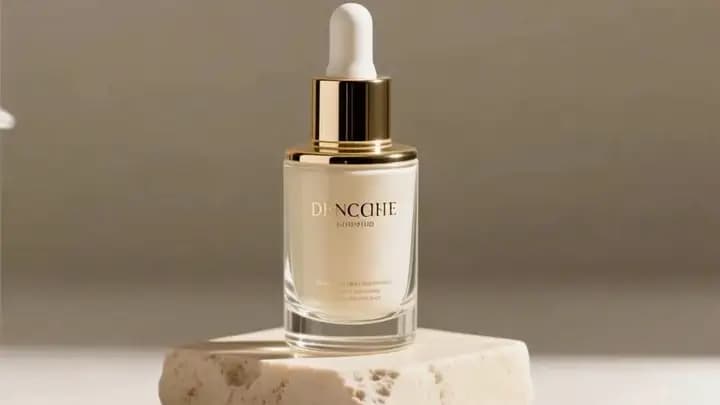 A refined skincare packaging shot used for a first-and-last-frame transition example.