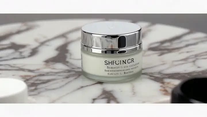 A premium skincare bottle on a marble pedestal in a polished Seedance Quality product shot.
